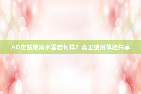 AO史姑娘滚水器若何样？真正使用体验共享