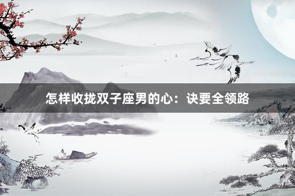 怎样收拢双子座男的心：诀要全领路