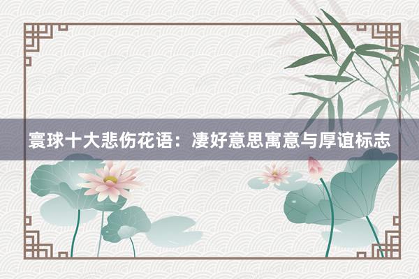 寰球十大悲伤花语：凄好意思寓意与厚谊标志